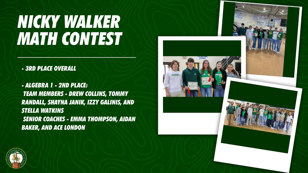Nicky Walker Math Contest - 04/04/25 - Pensacola Catholic High School